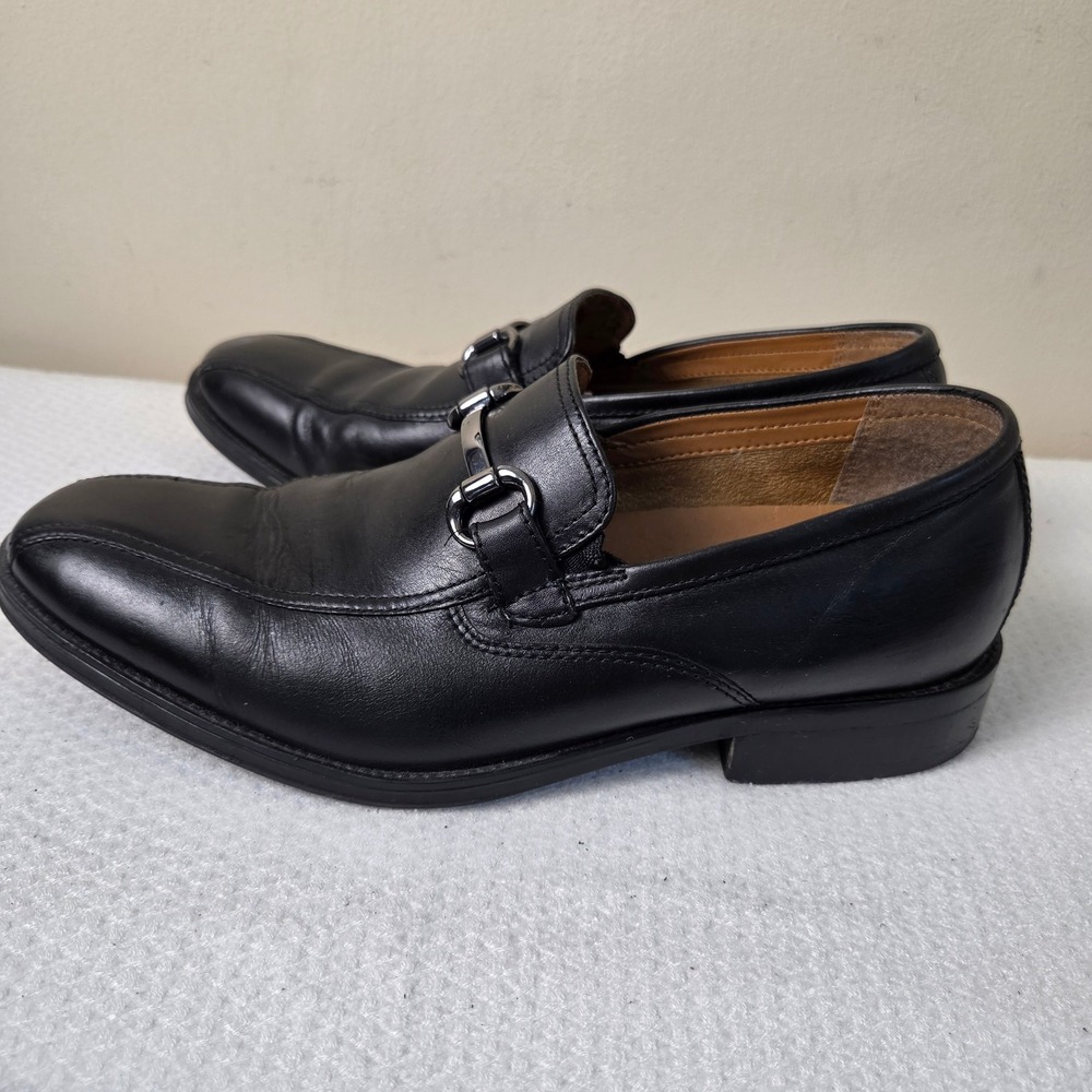 Bostonian Mens Black Leather Horse Bit Loafers Square Moc Toe Slip On Shoes 9 M